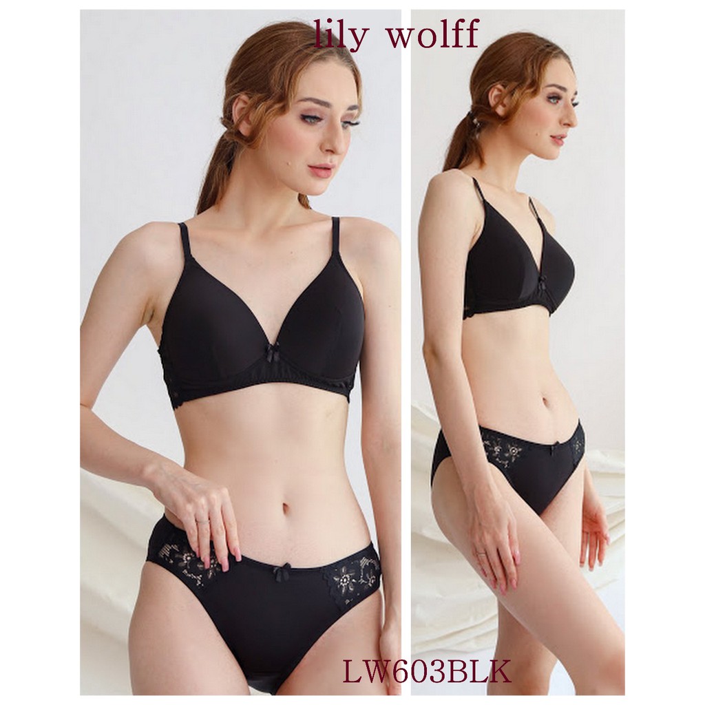 NEW BRASET LILY WOLFF, TANPA KAWAT, FULL CUP, SUPER LEMBUT LW603BLK