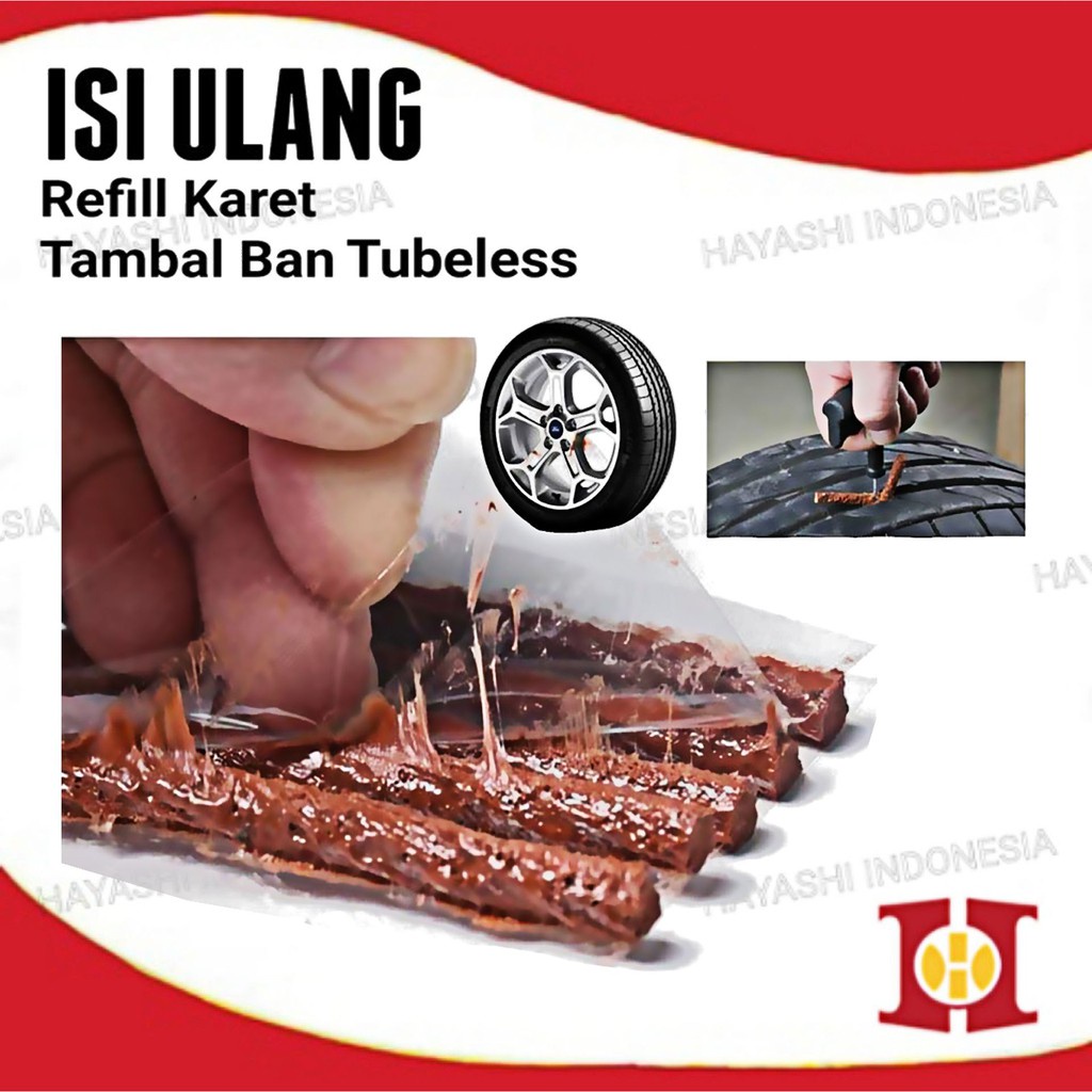 Refill Isi Karet Ban Tubles Ulang Tambal Ban Lem Cacing Mobil Motor-5pcs