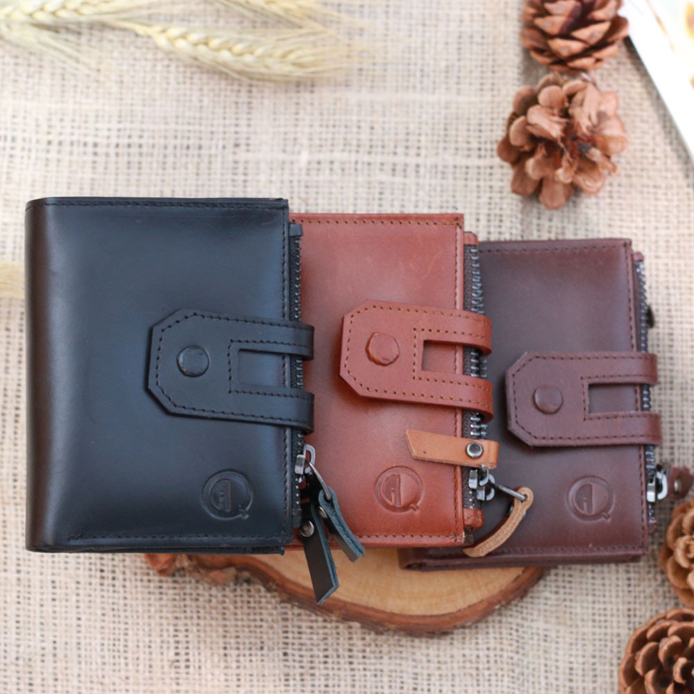 D004 Dompet Kulit Sapi Asli Qi Leather WARNA HITAM