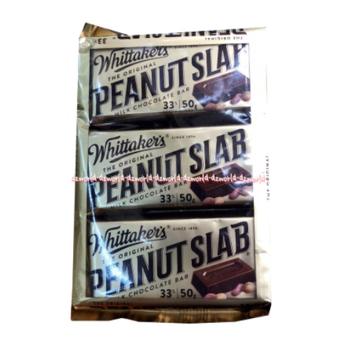 Whittaker's Peanut Slab Isi 3 Pcs Coklat Kacang Witakers Whittakers Chocolate Slabs Peanuts Coklat Cemilan Snack