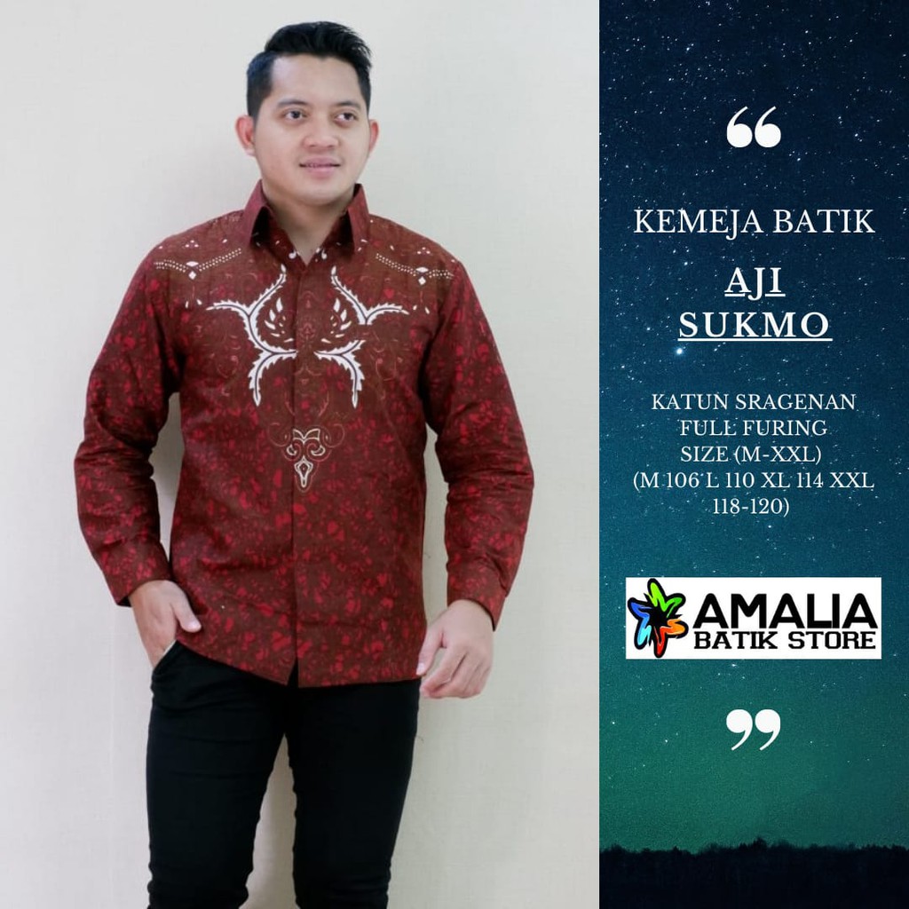 Aji Sukmo Kemeja Batik Katun Halus Batik Pria Modern Lapis Furing Atasan Batik By Amalia