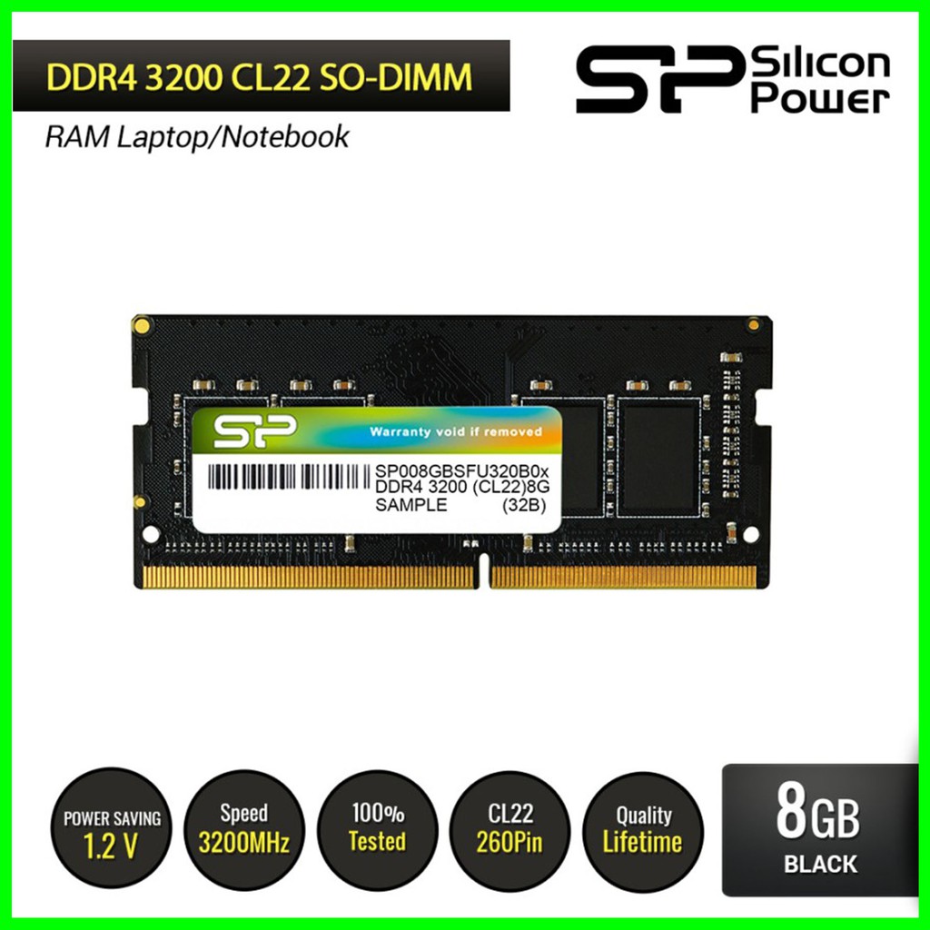 Silicon Power DDR4 3200MHz CL22 8GB SODIMM RAM PC Desktop - RAM 8GB