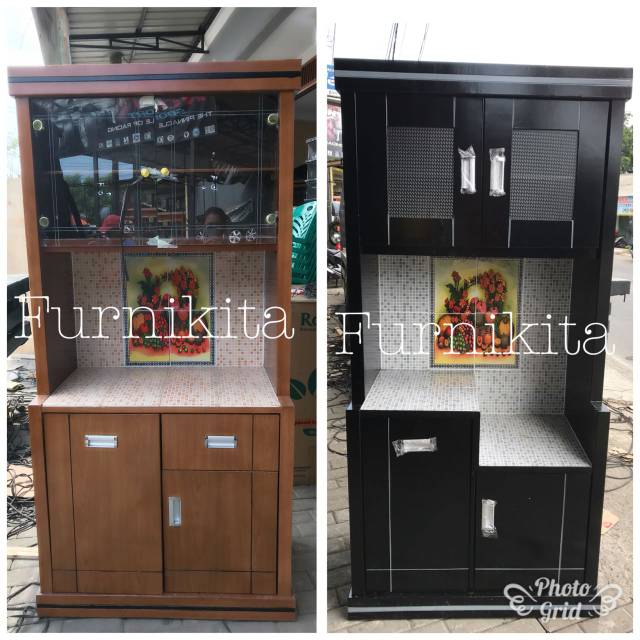  LEMARI  MAKAN RAK  PIRING  BUPET KAYU 2 PINTU MINIMALIS 