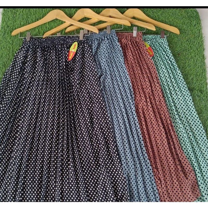 ROK PLISKET PREMIUM POLKADOT ••rok prium plisket ••rok lipatan polkadot ••rok plisket hyget premium