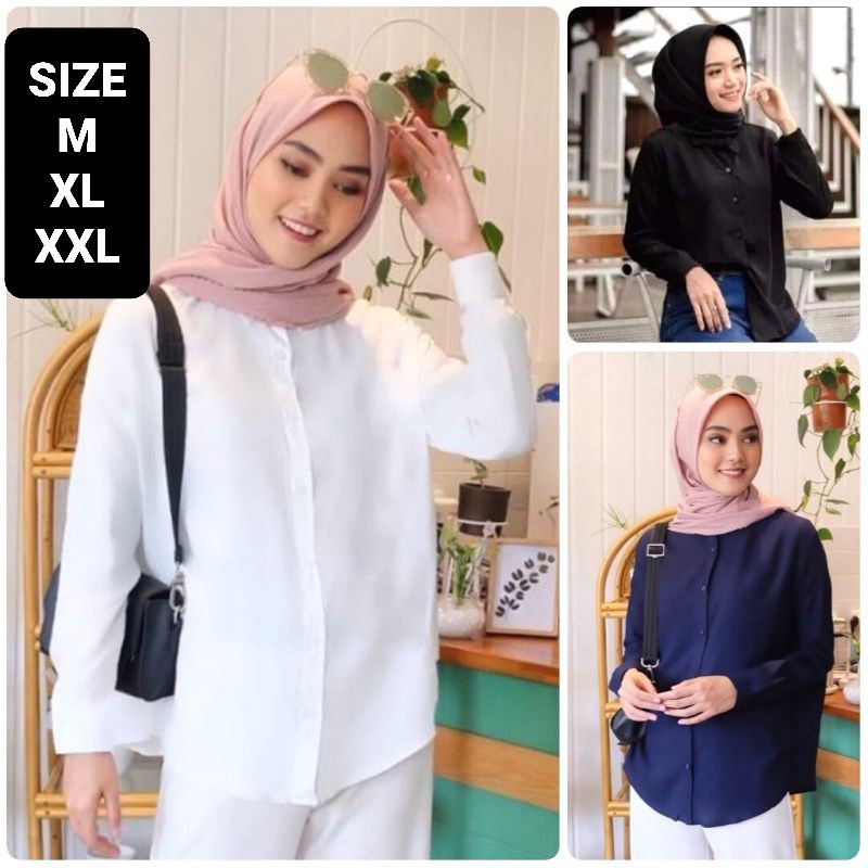 Kemeja Wanita Casual Polos Jumbo Lengan Panjang // GIOVANI SHIRT