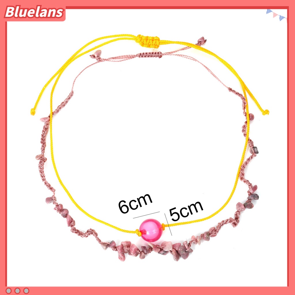 Kalung Liontin Batu Rajutan Tangan Lapisan Ganda Untuk Hadiah Perhiasan Wanita