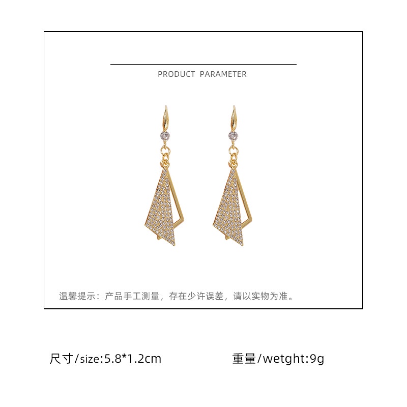 Korea Dongdaemun penuh diamond sudut anting-anting 2021new trendi anggun online influencer fashion s