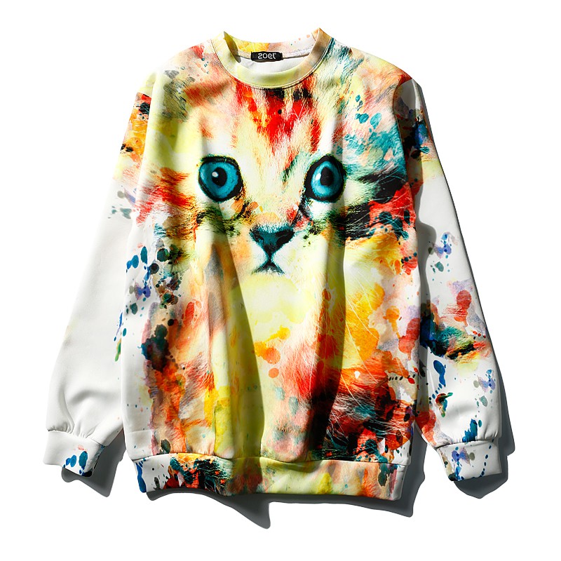 ITS-49 premium full print sweater kaos fullprint colorfull cat import