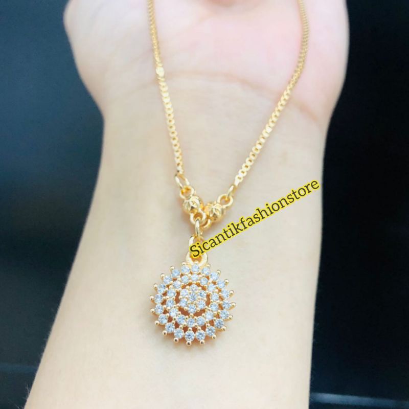 Kalung Titanium Wanita Gold Plus Liontin Terlaris Anti Karat Tidak Luntur Kalung Wanita Kekinian