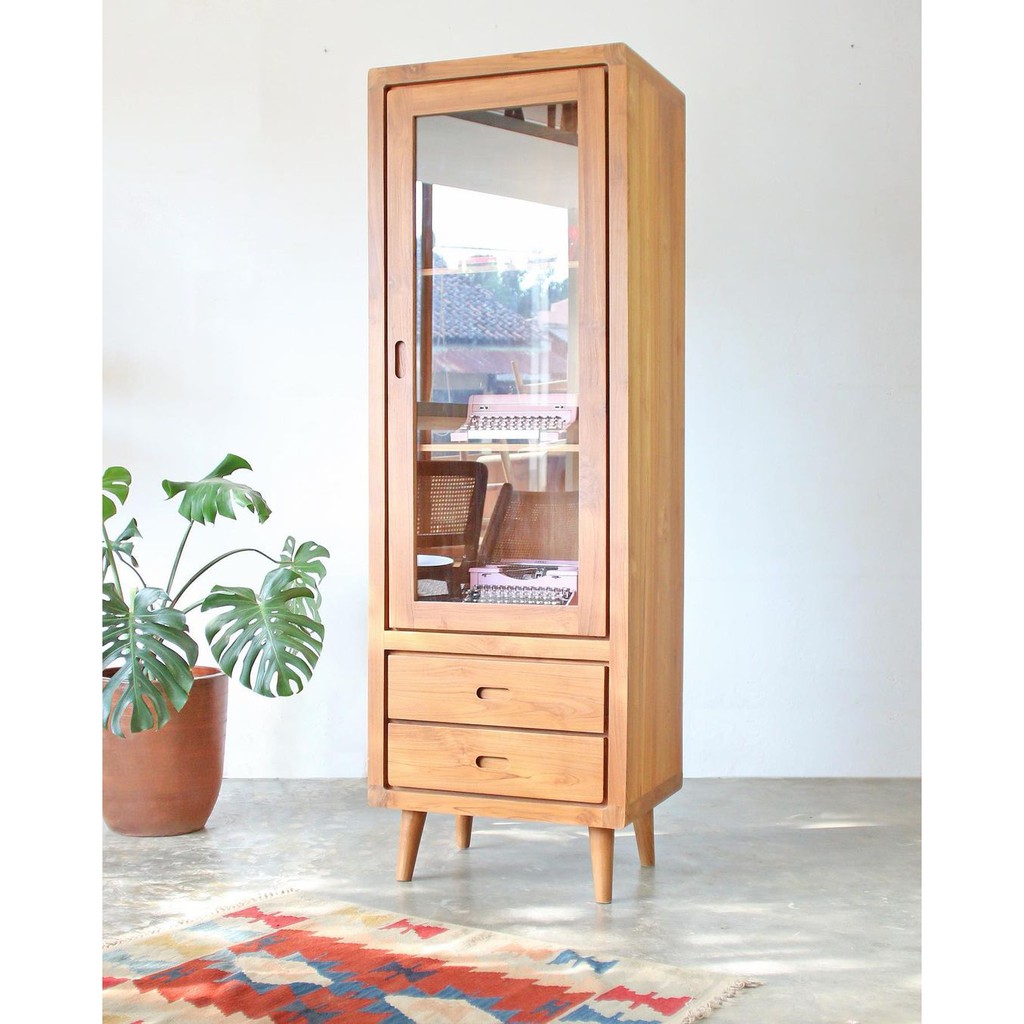 LEMARI HIAS - LEMARI PAJANGAN - LEMARI MINIMALIS JATI SOLID - ALMARI KABINET JATI