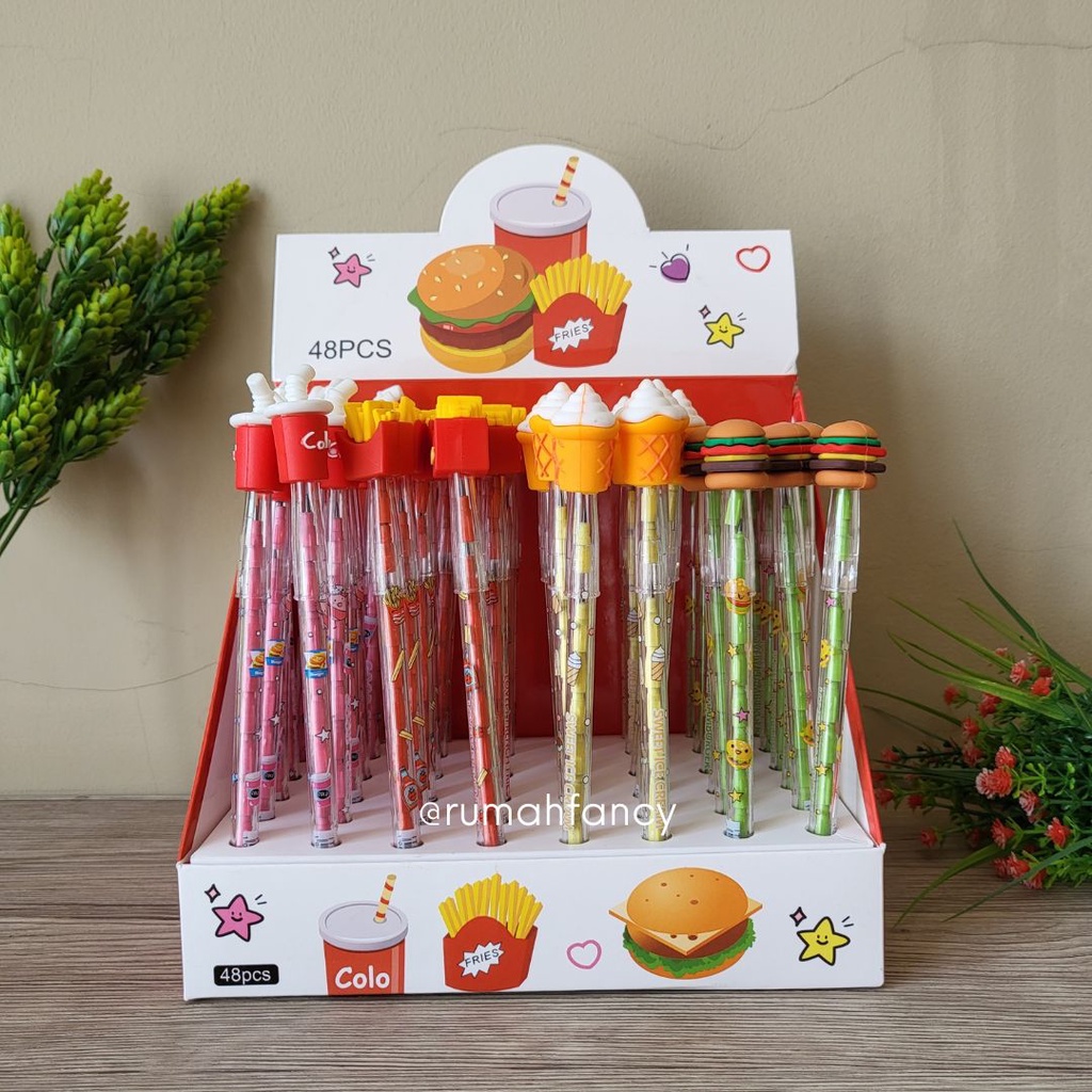 

[1 PCS] Pensil Bensia Onde Burger Kentang Cola Ice Cream / Pensil Bensia Karakter / Pensil Anak Lucu