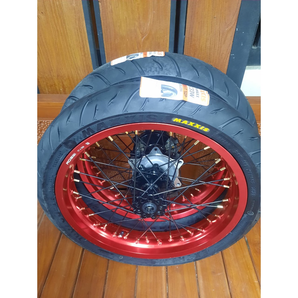 RODA SUPERMOTO CRF VELG UKUR 250 300 BAN MAXXIS