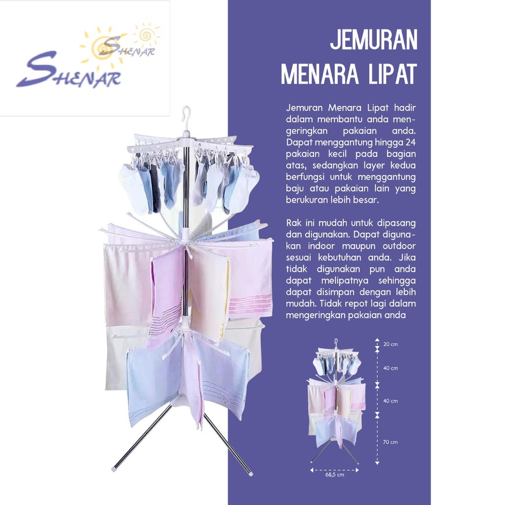 SHENAR SHENAR RAK JEMURAN MENARA LIPAT / RAK JEMURAN / RAK BAJU LIPAT / JEMURAN MENARA LIPAT WHITE S