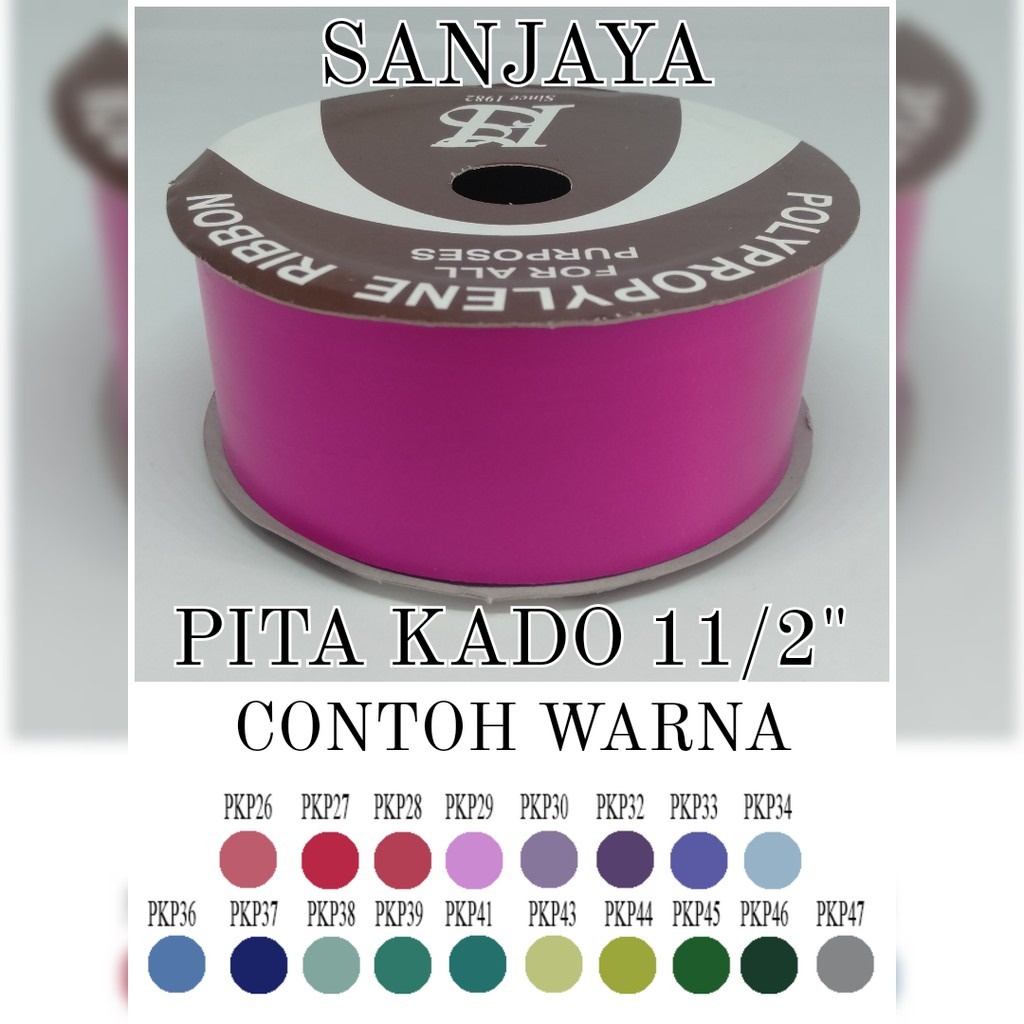 PITA KADO / PITA KOTAK HADIAH / PITA ULANG TAHUN / PITA WARNA WARNI / PITA KADO POLOS 1 1/2'' 15YD