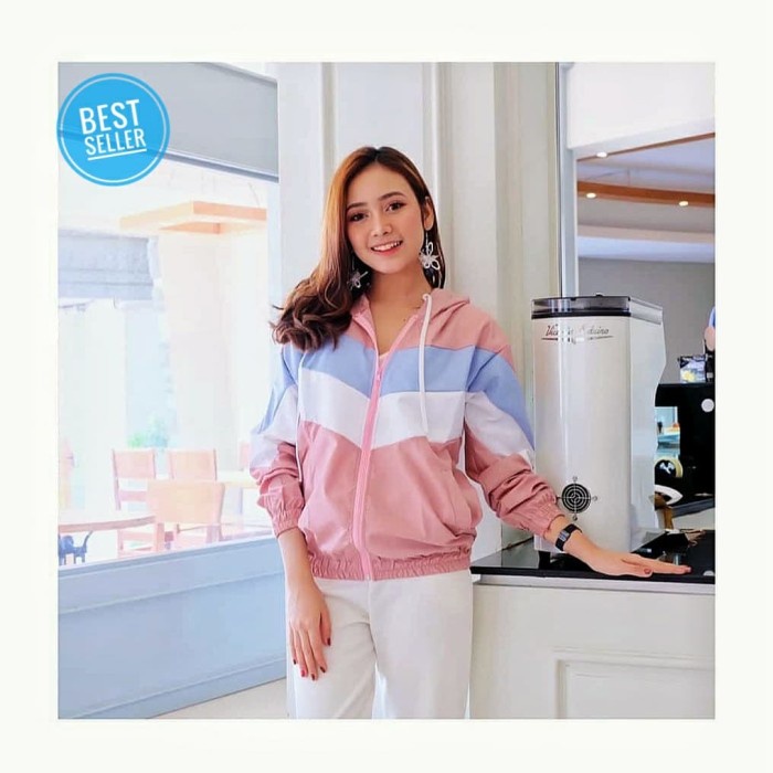 Jaket Wanita Jaket Parasut Wanita keren termurah dan berkualitas - Lumino Jacket - Merah Muda(H1Y2) 