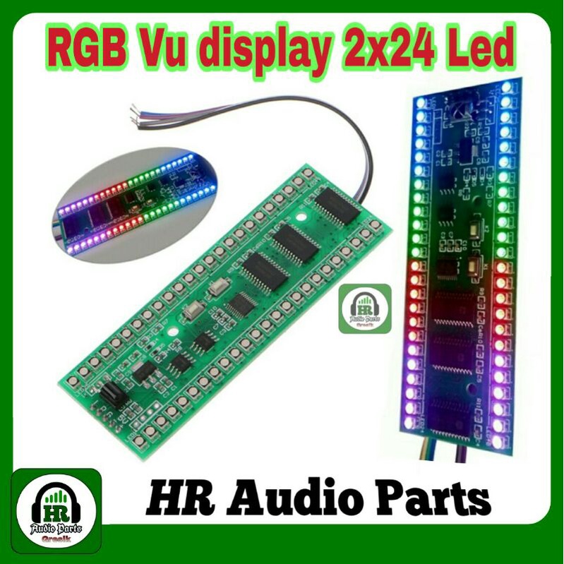 Vu Meter Led RGB 2x24 Stereo Spectrum Audio Level Indikator Amplifier