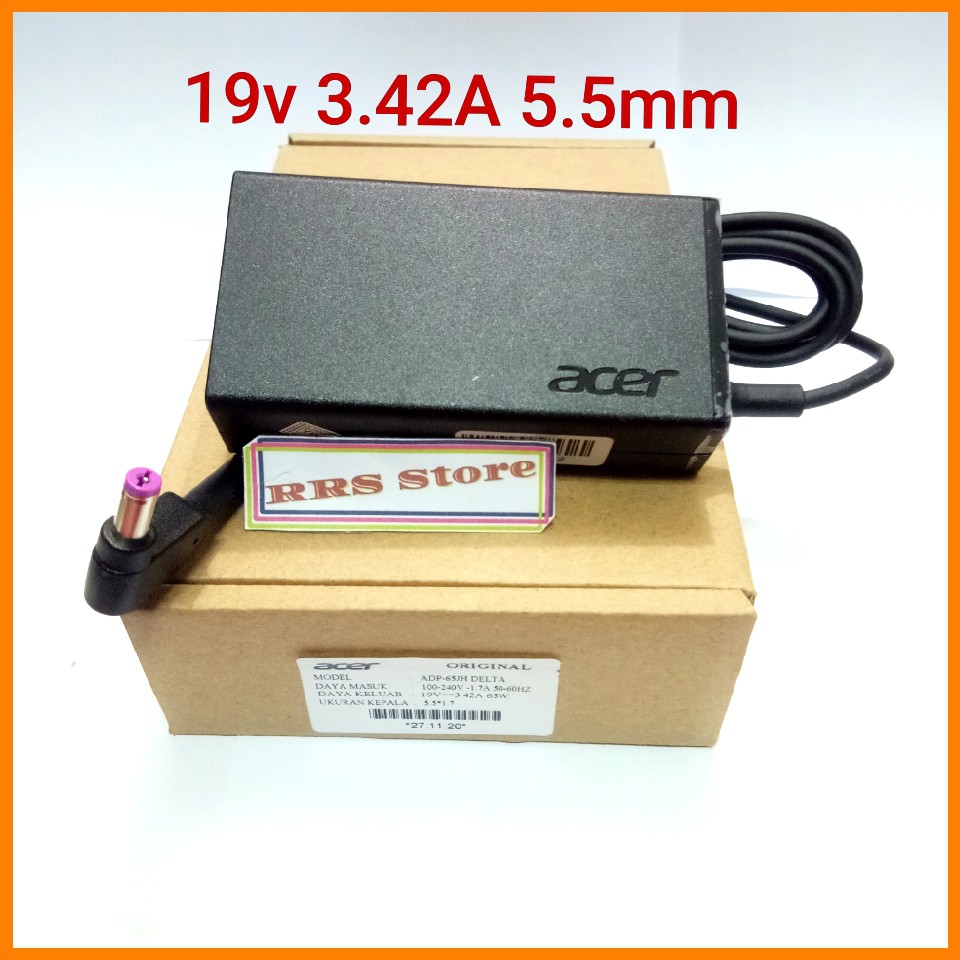 Adaptor Original Acer A11-065N1A NEW 2016 19V 3.42A DC 5.5X1.7mm Ultrabook Ae1 E1 S3 V3 V0 AS1551