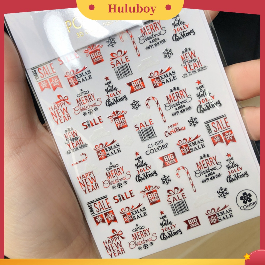 Huluboy Huluboy♡ Stiker Kuku Motif Snowflake Natal Untuk Manicure