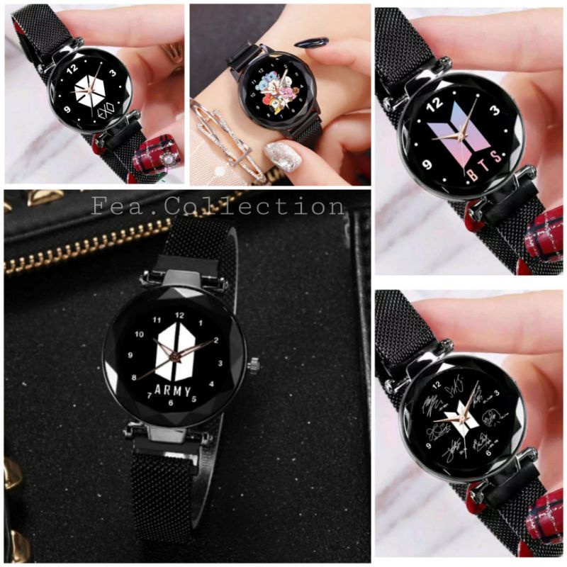 Jam Tangan BTS EXO BT21 ARMY Jam Tangan Magnet Wanita Pria BTS EXO BT21