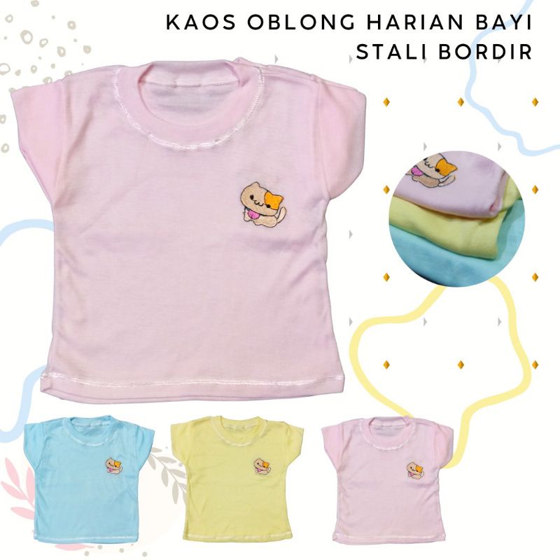 3 Pcs Kaos Oblong Bayi Bordir OSHUKA Kaos Stali Bayi Kaos Oblong Harian Bayi SMLXL Size 3-24 Bulan Kaos Oblong Bayi Perempuan Laki laki Unisex Halus lembut Adem