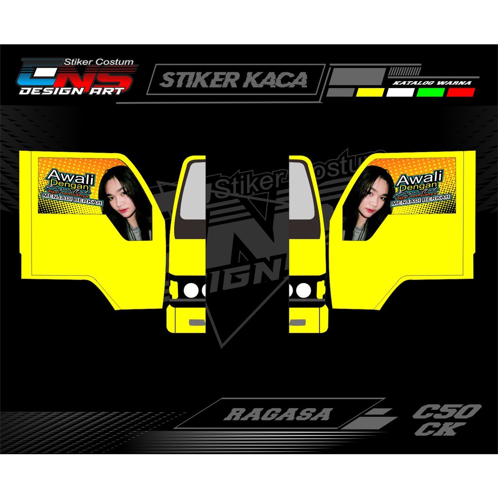 Stiker Sticker Kaca Samping Truk Ragasa kanan kiri Stiker Blok Kaca Samping Truk Canter Kanan kiri S