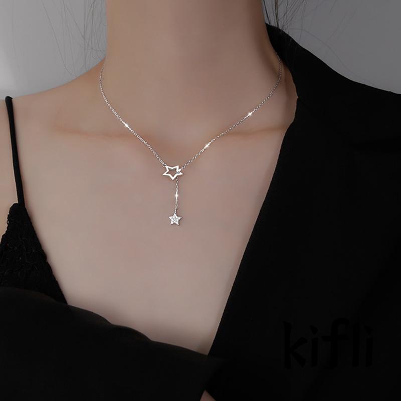 Kalung Rantai,Wanita Desain Bintang,Hollow Out Hias,Berlian Rumbai