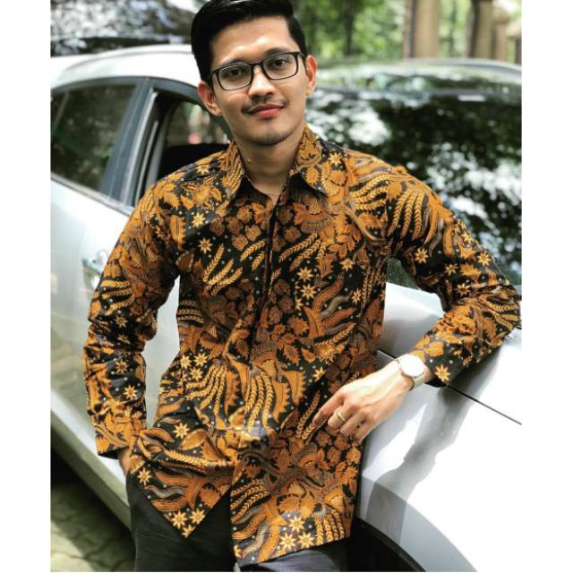 Kemeja Batik Lengan Panjang Motif Manggar Jumbo XXL