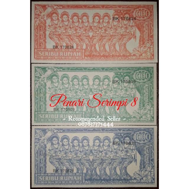 Uang souvenir 1000 sukarno gulung melengkung gambar penari serimpi 8