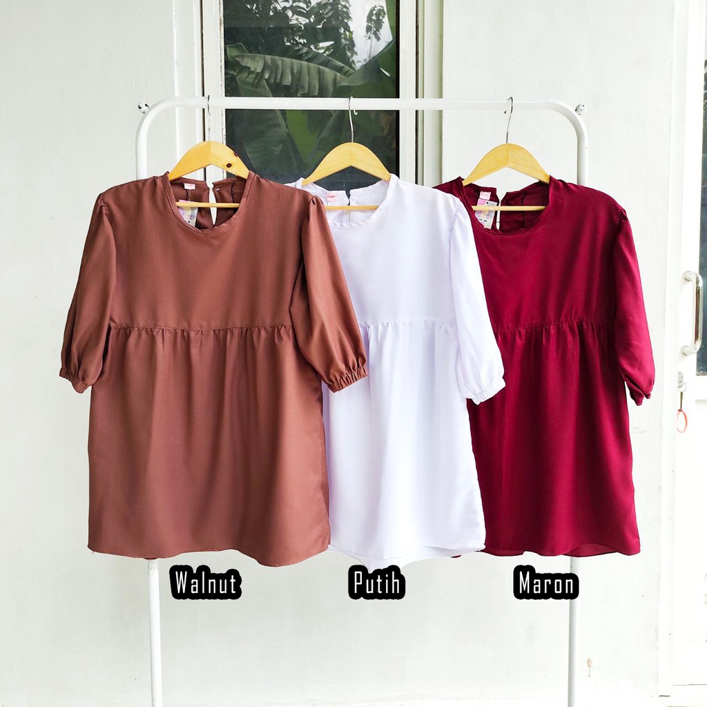 TM 30- COD Kemeja tunik wanita remaja cewek L ld 100 cm panjang murah busui kancing depan