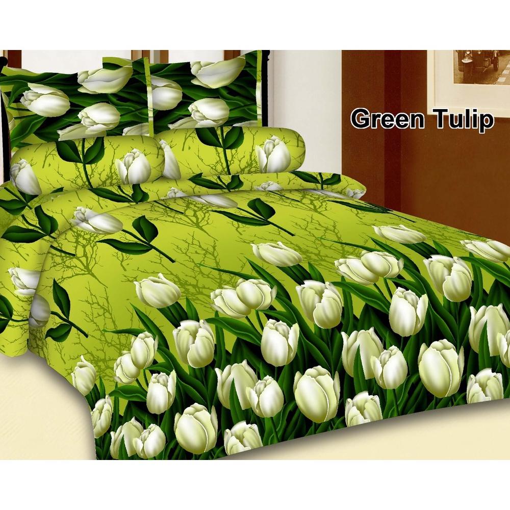 Sprei Bunga Tulip Hijau Motif Bunga Ukuran 180X200 Motif Bunga Terlaris Termurah .,. ,