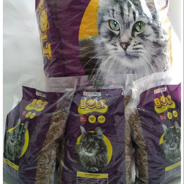 MAKANAN KUCING BOLT IKAN REPACK 1kg ni