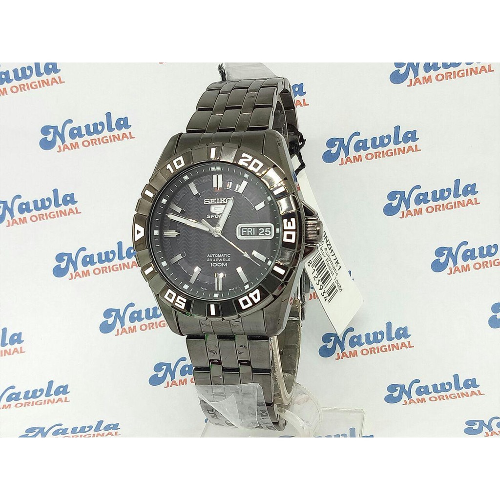 Seiko 5 Sports SNZH77K1 Black IP Bracelet - Jam Tangan Pria SNZH77