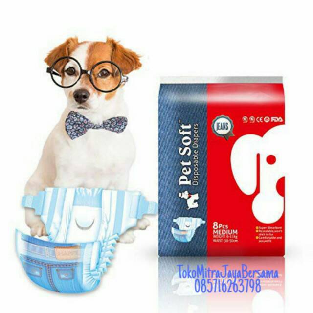 PET SOFT DISPOSABLE DIAPERS - SIZE M - POPOK ANJING (PAMPERS)