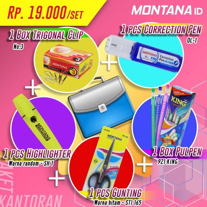 

19.000 RUPIAH SAJA !! Gunting + Highlighter + Tip-ex+ Ballpoint + Clip