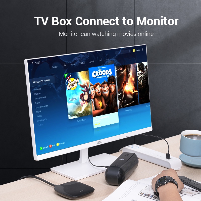 Vention HDMI to VGA Kabel Adapter Video 3.5mm Audio Jack dan USB Kabel Power untuk Komputer 1 Meter ABI