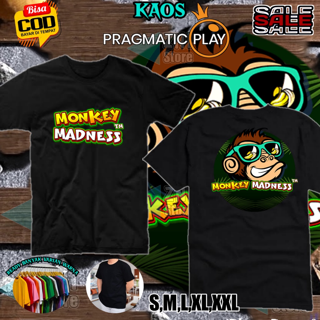 Pakaian Atasan Kaos Distro Pragmatic Play 2 Game Online Slot Monkey Madnes Unisex Pria Wanita Cowo Cewe