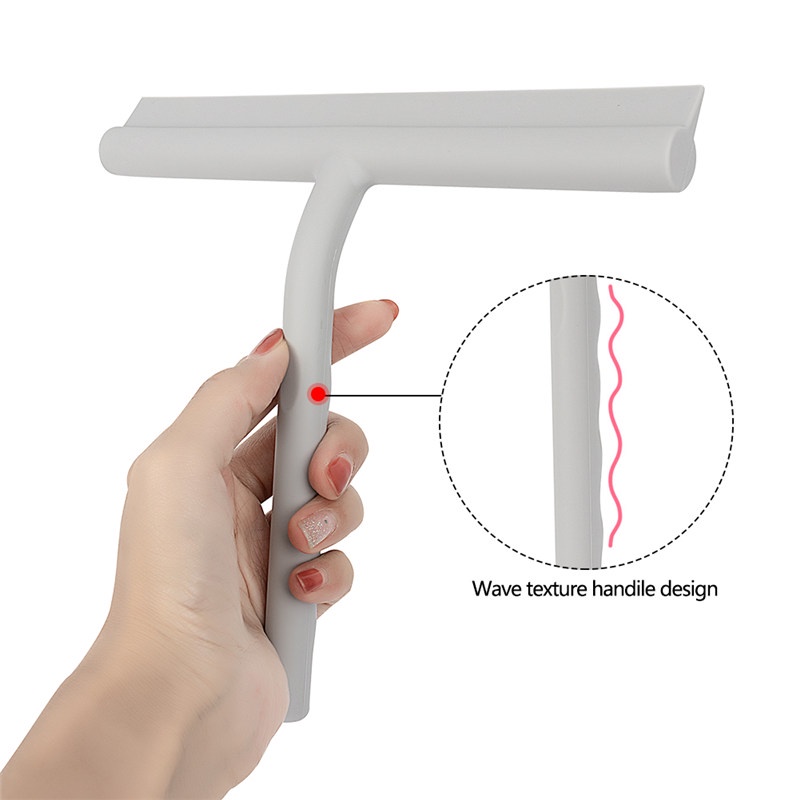 TK Shower Squeegee Scraper Glass Wiper Mirror Cleaner with Hook Bathroom Silicone Cleaning Tool with Handle