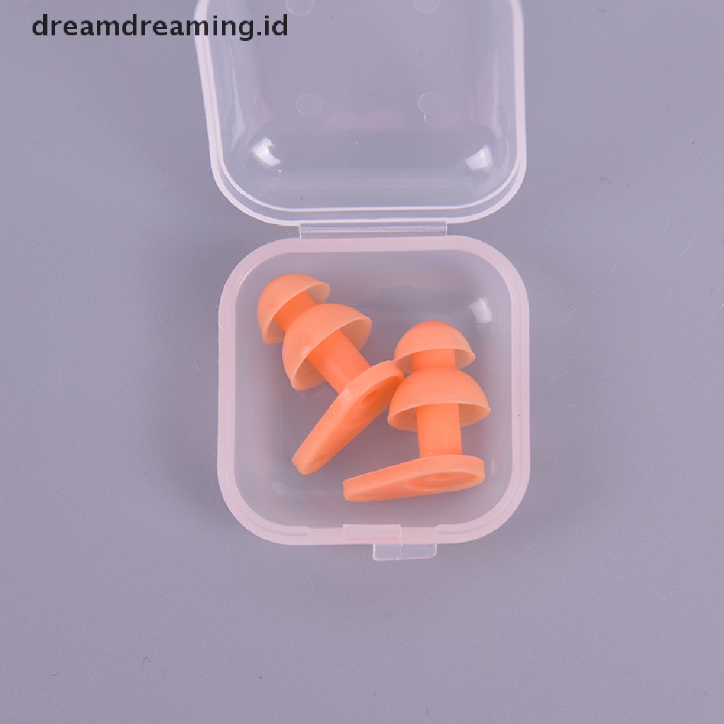 (dreamdreaming.id) 1 Pasang Earplugs / Penutup Telinga Bahan Silikon Anti Air Untuk Berenang / Olahraga Air
