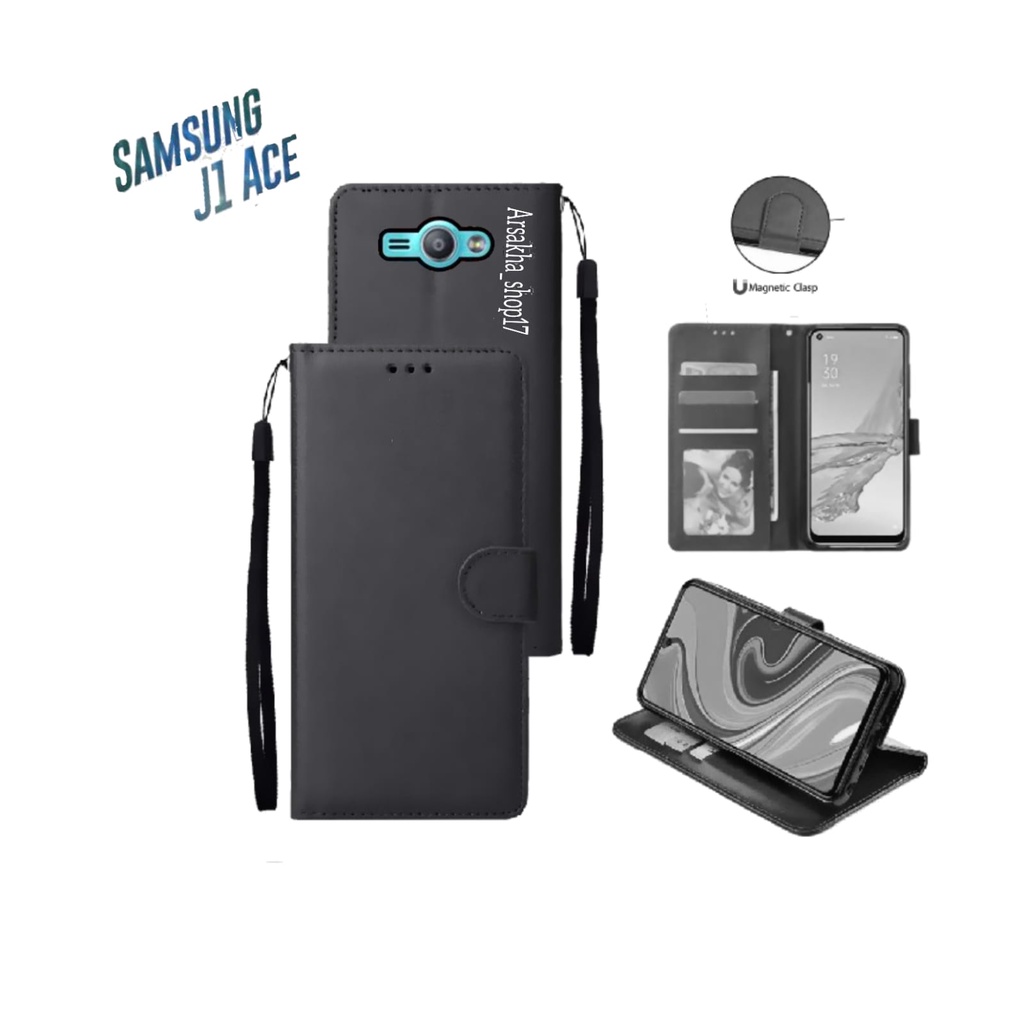 CASE DOMPET SAMSUNG GALAXY J1 ACE FLIP COVER LEATHER PREMIUM CASING SARUNG BUKU HP