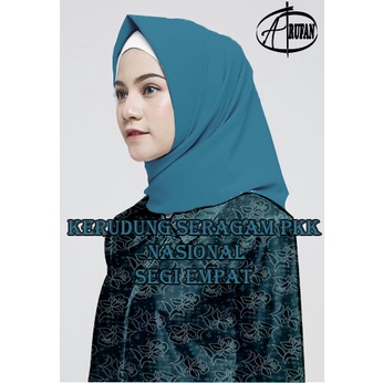 KERUDUNG PKK NASIONAL WARNA HIJAU TOSCA DAN BIRU TOSCA SEGI EMPAT POLOS