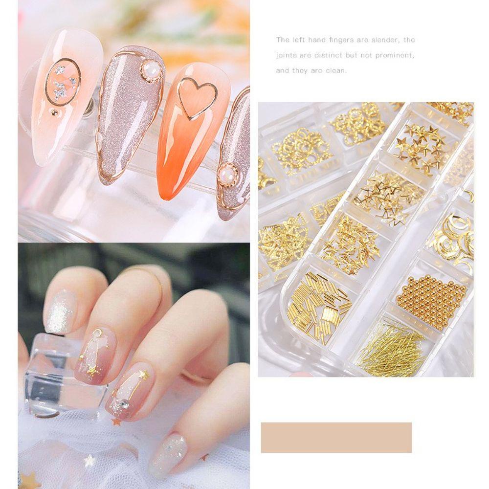 Augustina Nail Art Charms 3D Metal Alloy Hollow Salon Kuku Rivet DIY Bahan Kuku Wanita Perhiasan Kuku