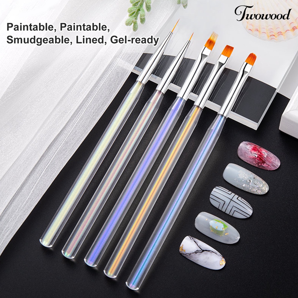 5 Pcs / Set Pena Menggambar Liner Bahan Akrilik Untuk Nail Art