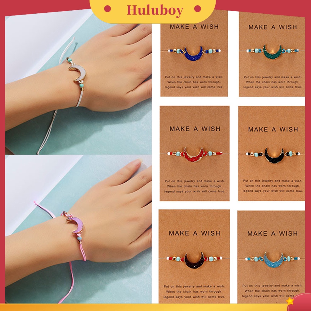 Hu Hu Hu Hu Hu Alat Bantu Pasang Kacamata♡ Gelang Manik-Manik Bulan Bahan Resin Adjustable Untuk Wanita