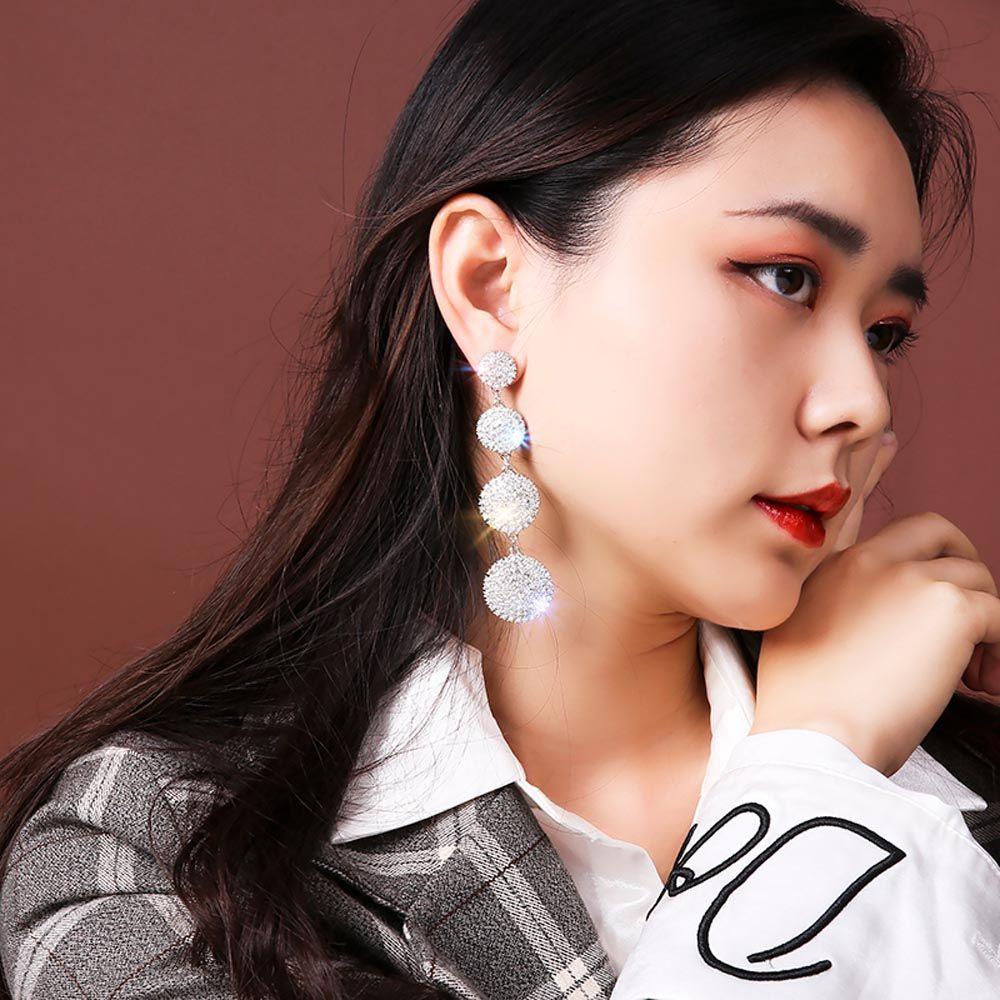 Mxbeauty Wanita Anting Tusuk Pesta Untuk Perempuan Temperamen Geometris Anting Lingkaran Kristal