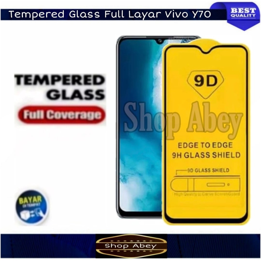 Promo Tempered Glass Layar Full Vivo Y70 Anti Gores Layar Full Cover  Vivo Y70 - Hitam