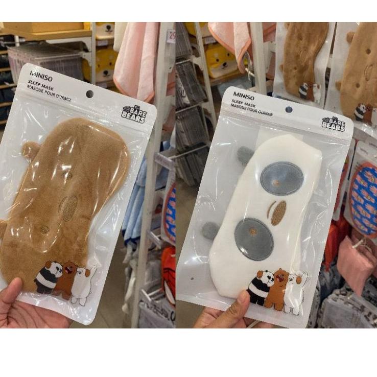 Best Seller.. MINISO WE BARE BEARS SLEEP MASK/PENUTUP MATA/MASKER TIDUR TANPA GEL/EYE MASK