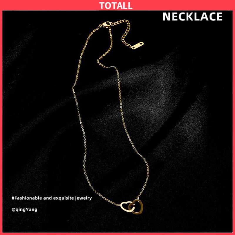 COD kalung Wanita Cinta Ganda Zirkon Perhiasan Hadiah Pesta Fashion Wanita Sederhana-Totall