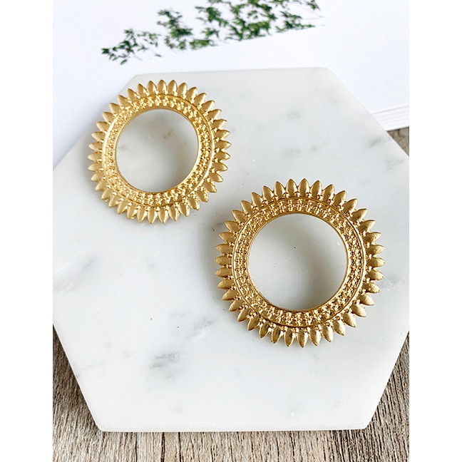 LRC Anting Tusuk Gold Alloy Ring Earrings F71340