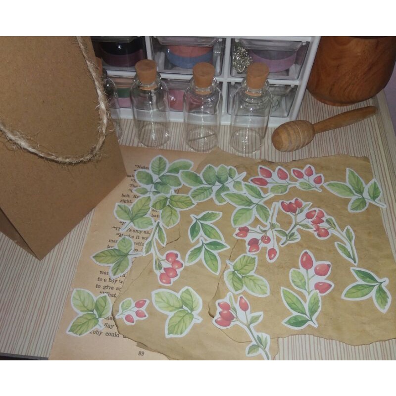 

stiker paper green leaf isi -+23pc