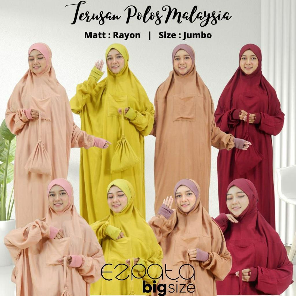 Mukena Dewasa Terusan Polos Malaysia Menutup Dagu Bahan Rayon Adem Jumbo Size